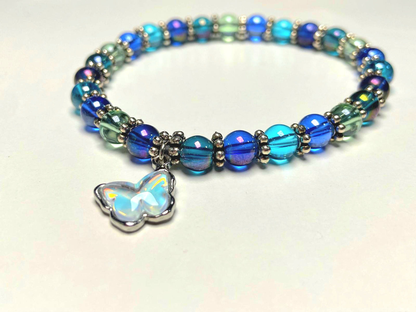 Blue Serenity Butterfly Stretch Bracelet