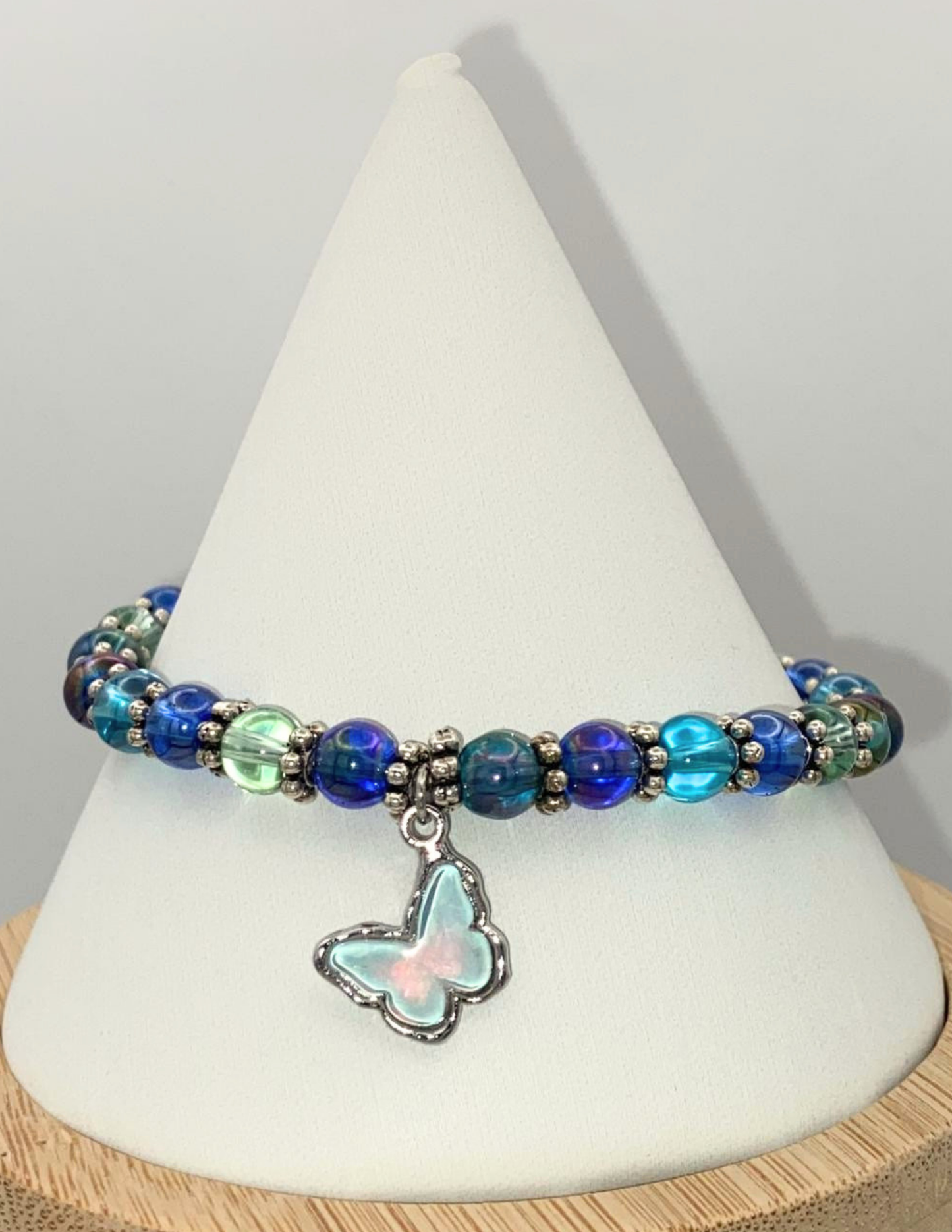 Blue Serenity Butterfly Stretch Bracelet