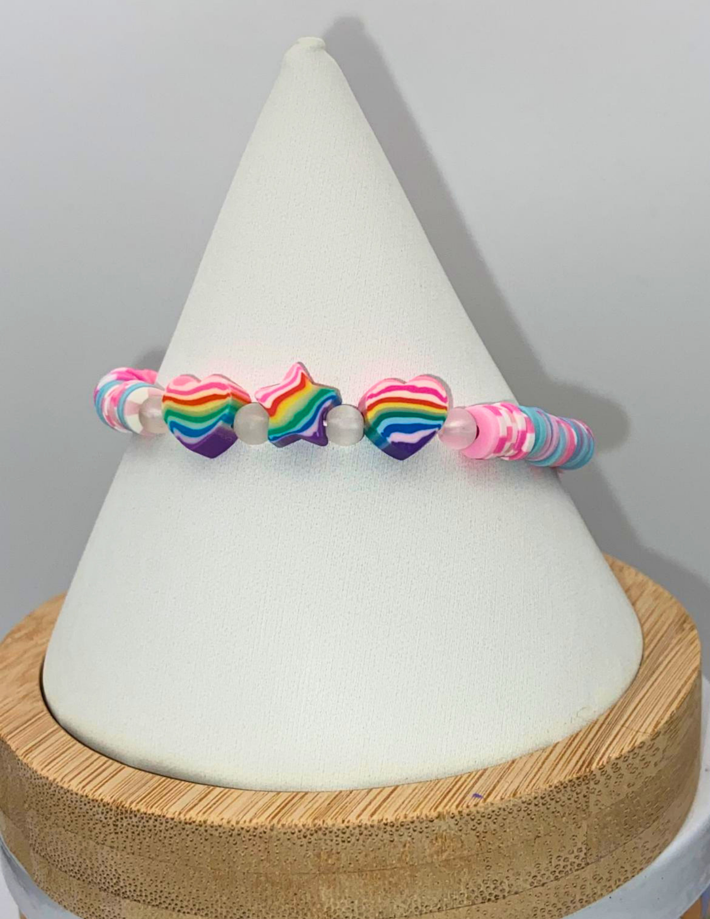 Rainbow Clay Stretch Bracelet