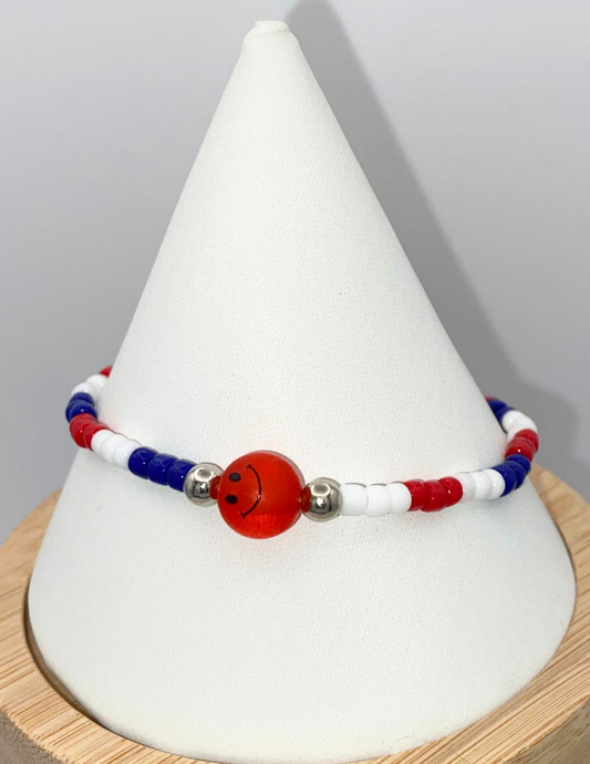 Red White and Cute Smiley Stretch Bracelet